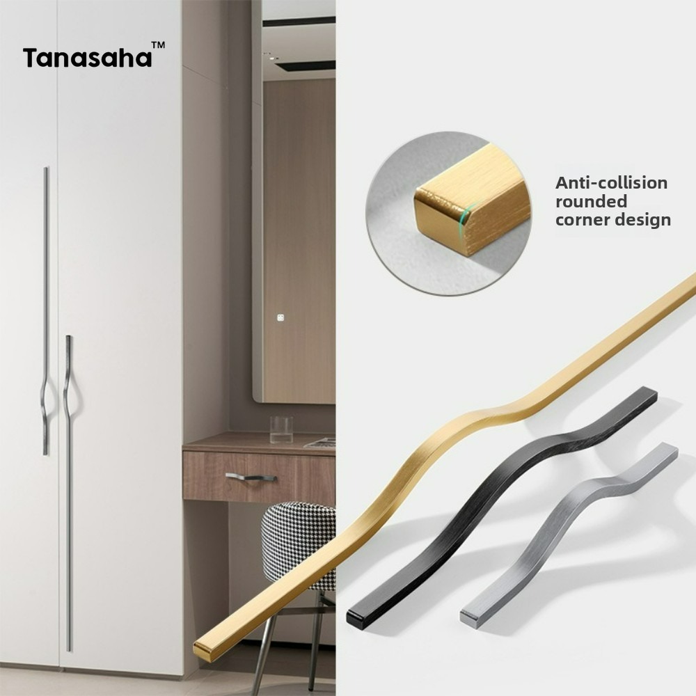 Curved Spring Bar - Curved Cabinet Handle Minimalist Wardrobe Door
