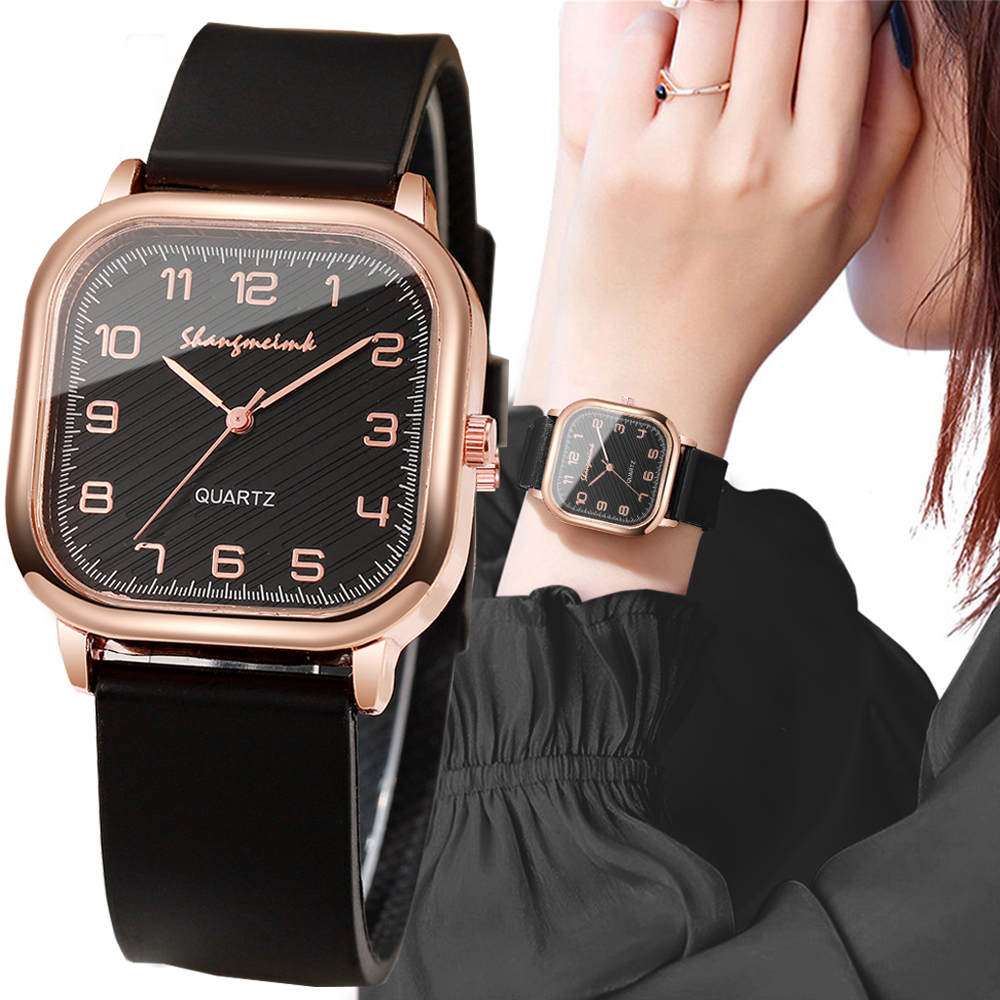 Fashion Square Women Watches C - مراجعة Silicone Band Women وسعره