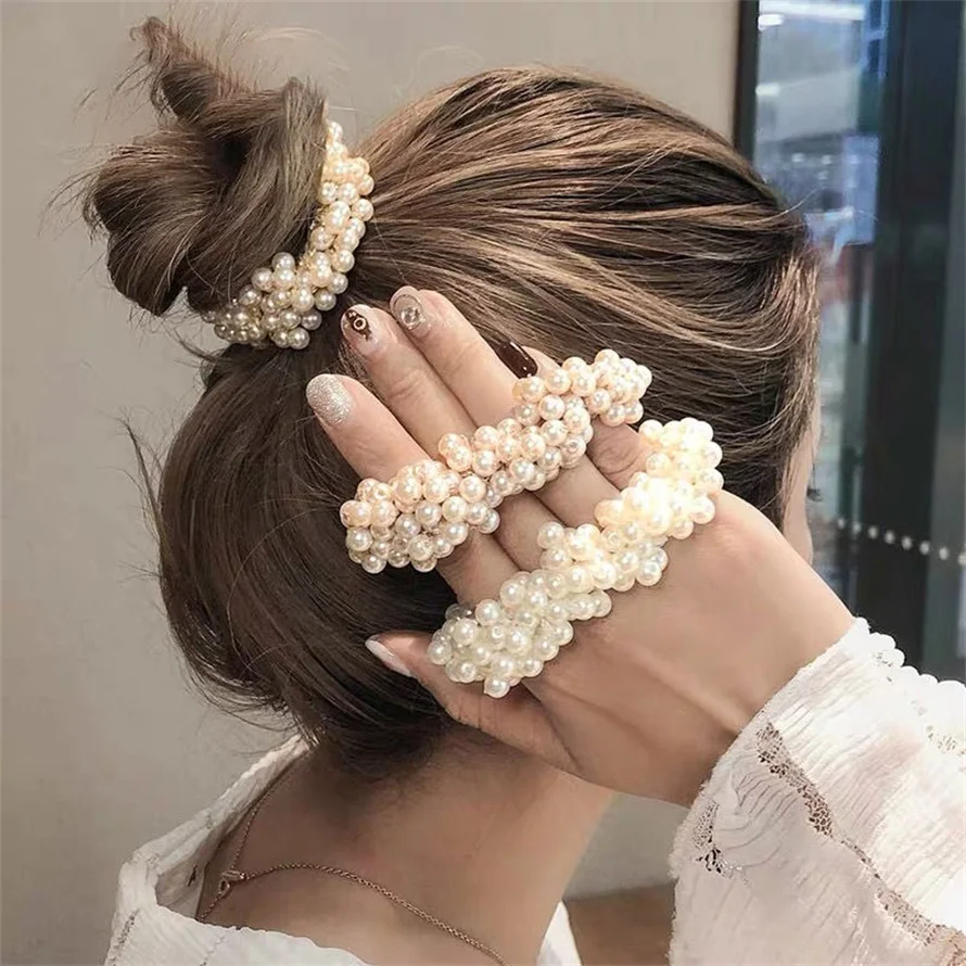 Woman Elegant Pearl Hair Ties  - مراجعة Silicone Band Women وسعره