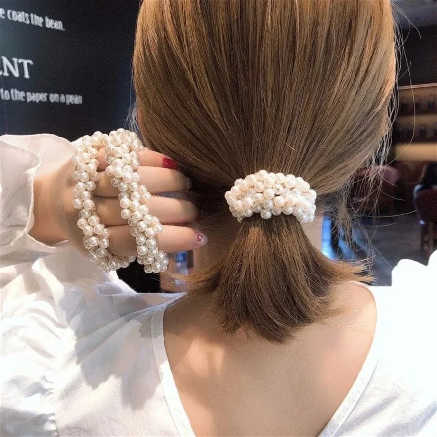 Woman Elegant Pearl Hair Ties  - مراجعة Silicone Band Women وسعره