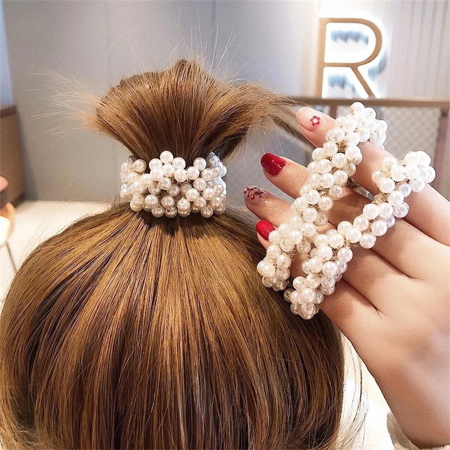 Woman Elegant Pearl Hair Ties  - مراجعة Silicone Band Women وسعره