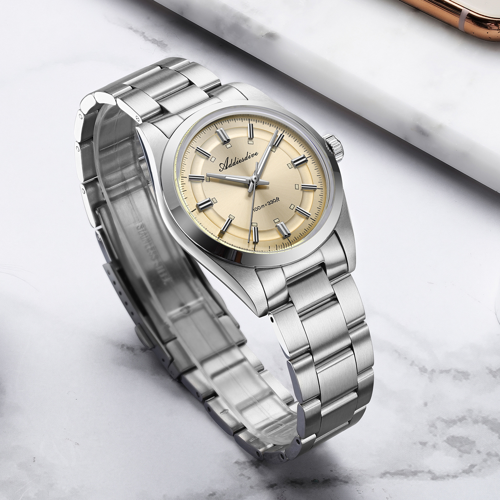 ADDIESDIVE Super Luminous Japa - مراجعة Stainless Bracelet Diver وسعره