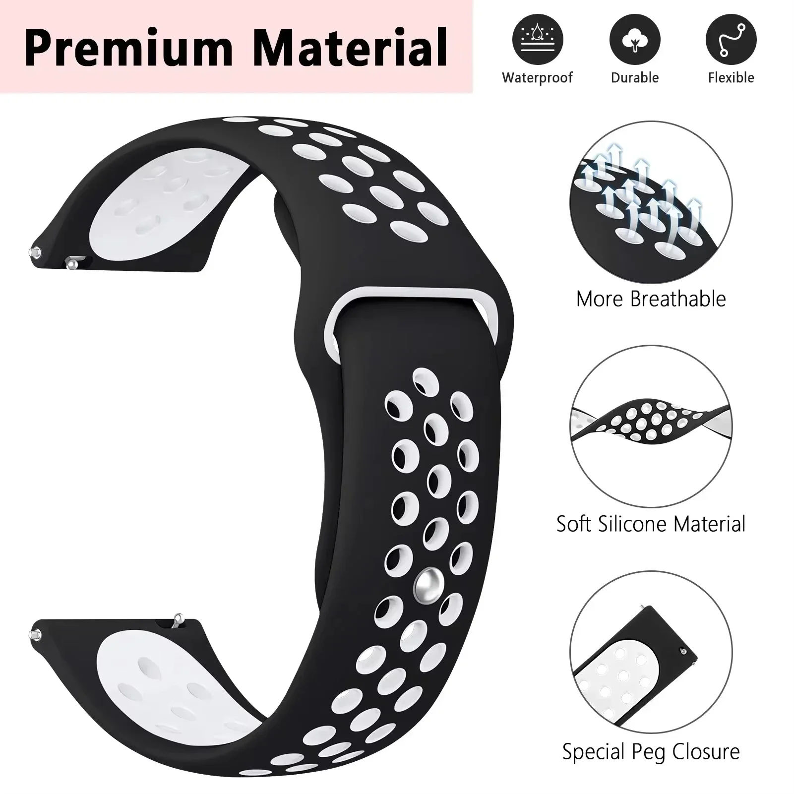 22MM Ventilate Colorful Silico - مراجعة Silicone Watch Band 22Mm وسعره