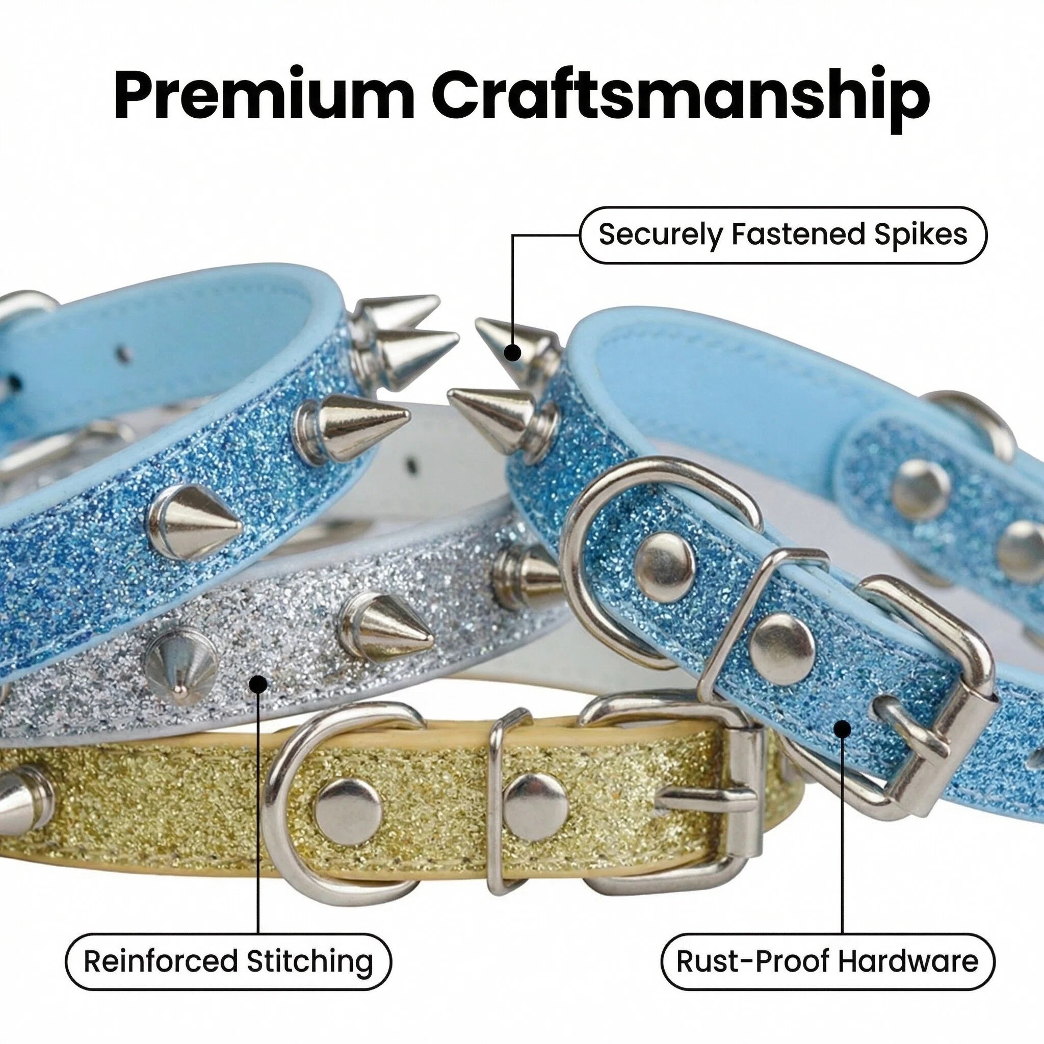 Punk Style Rivet Pet Collar Le - مراجعة Leather Strap Quick Release وسعره