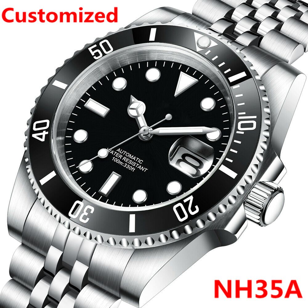 DIY Logo 40MM Dive Watch NH35  - مراجعة Stainless Bracelet Diver وسعره
