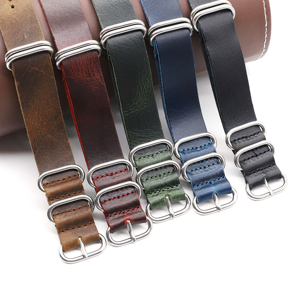 Genuine Leather Watch Band 18m - مراجعة Nato Strap Nylon وسعره