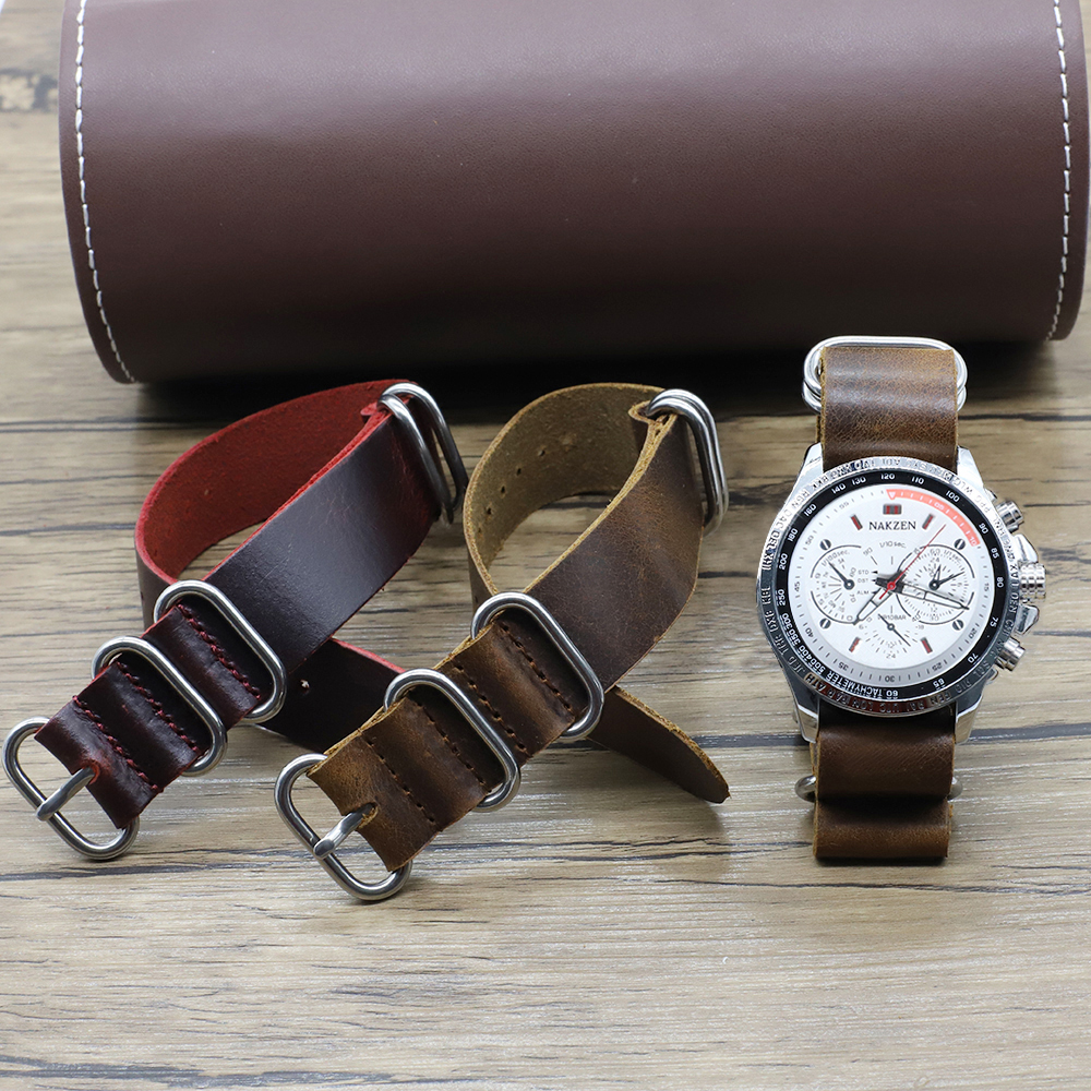 Genuine Leather Watch Band 18m - مراجعة Nato Strap Nylon وسعره