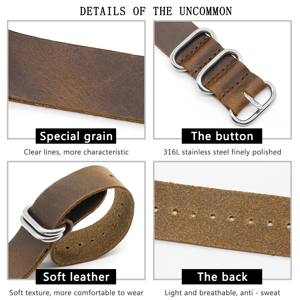 Genuine Leather Watch Band 18m - مراجعة Nato Strap Nylon وسعره