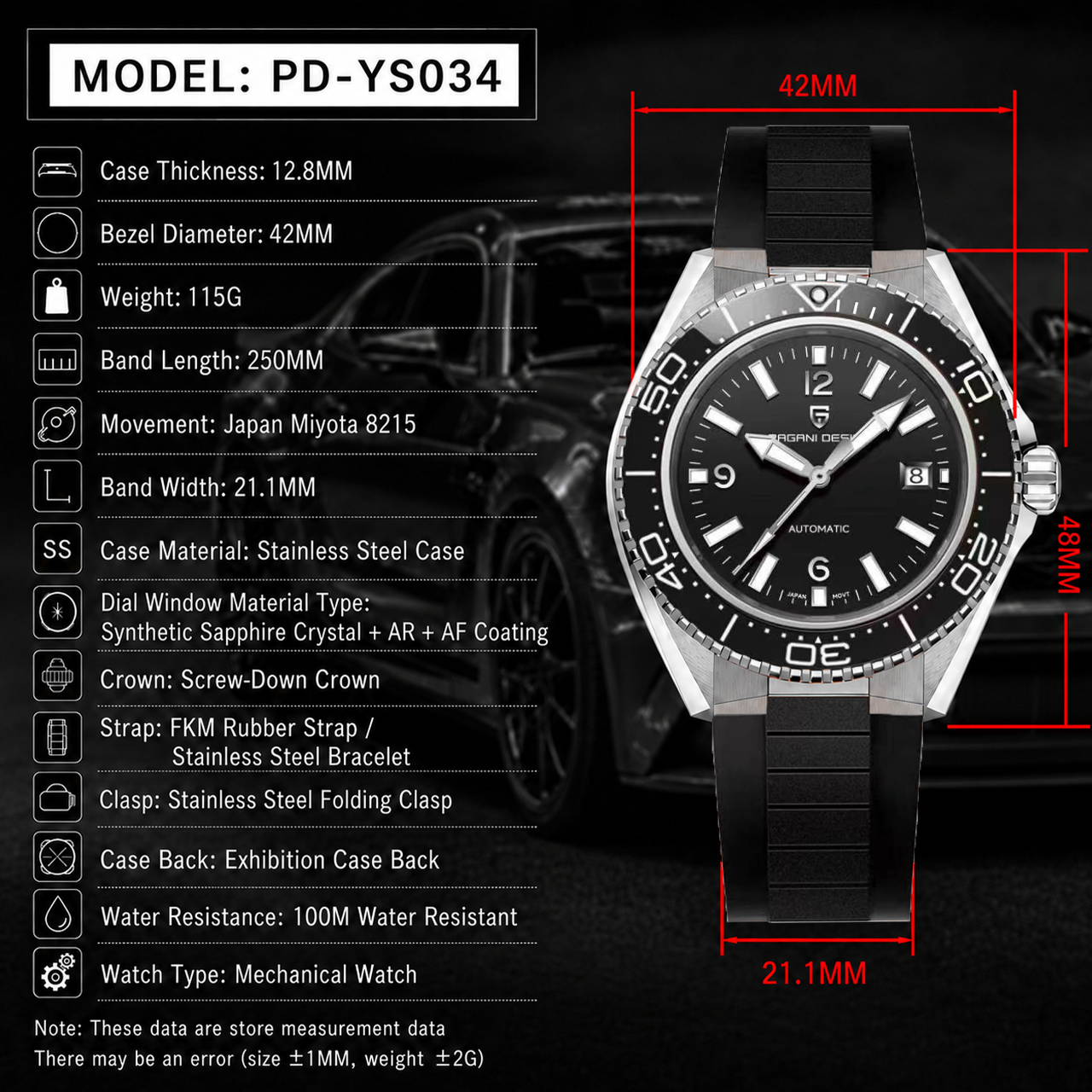 Pagani Design Luxury Men's Aut - مراجعة Rubber Strap Diver وسعره