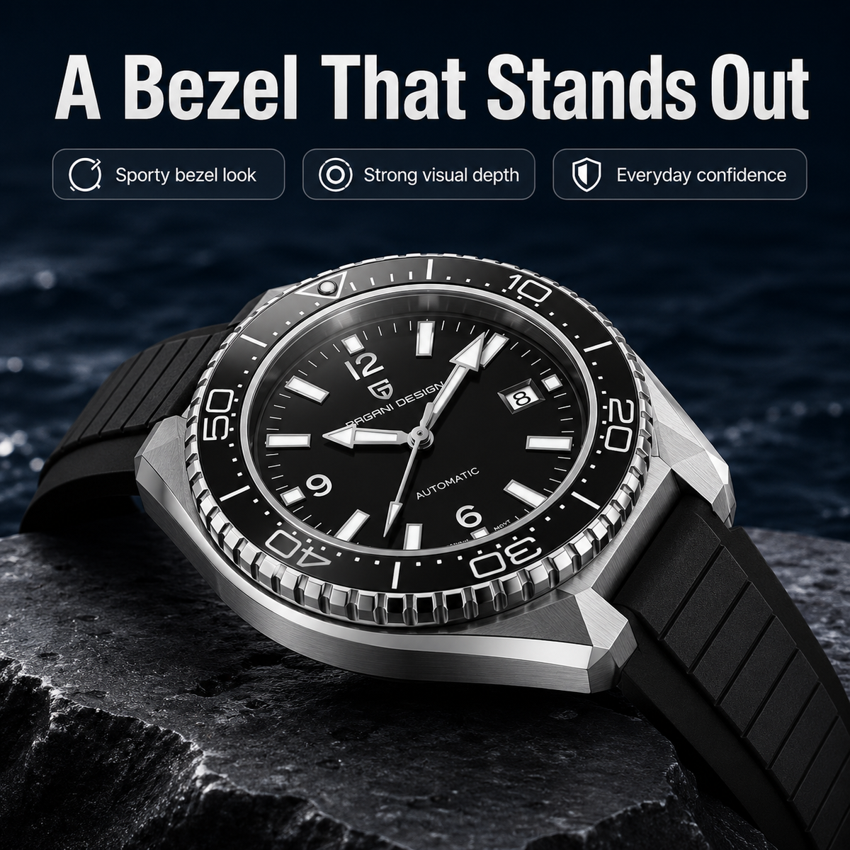 Pagani Design Luxury Men's Aut - مراجعة Rubber Strap Diver وسعره