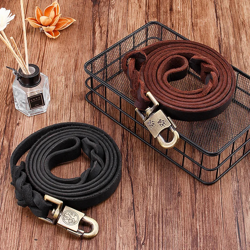Genuine Leather Dog Leash - To - مراجعة Leather Strap Quick Release وسعره
