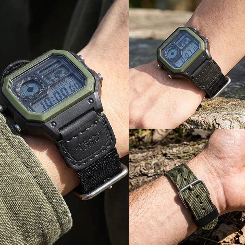 18mm Nylon Strap for Casio AE1 - مراجعة Canvas Strap Watch وسعره