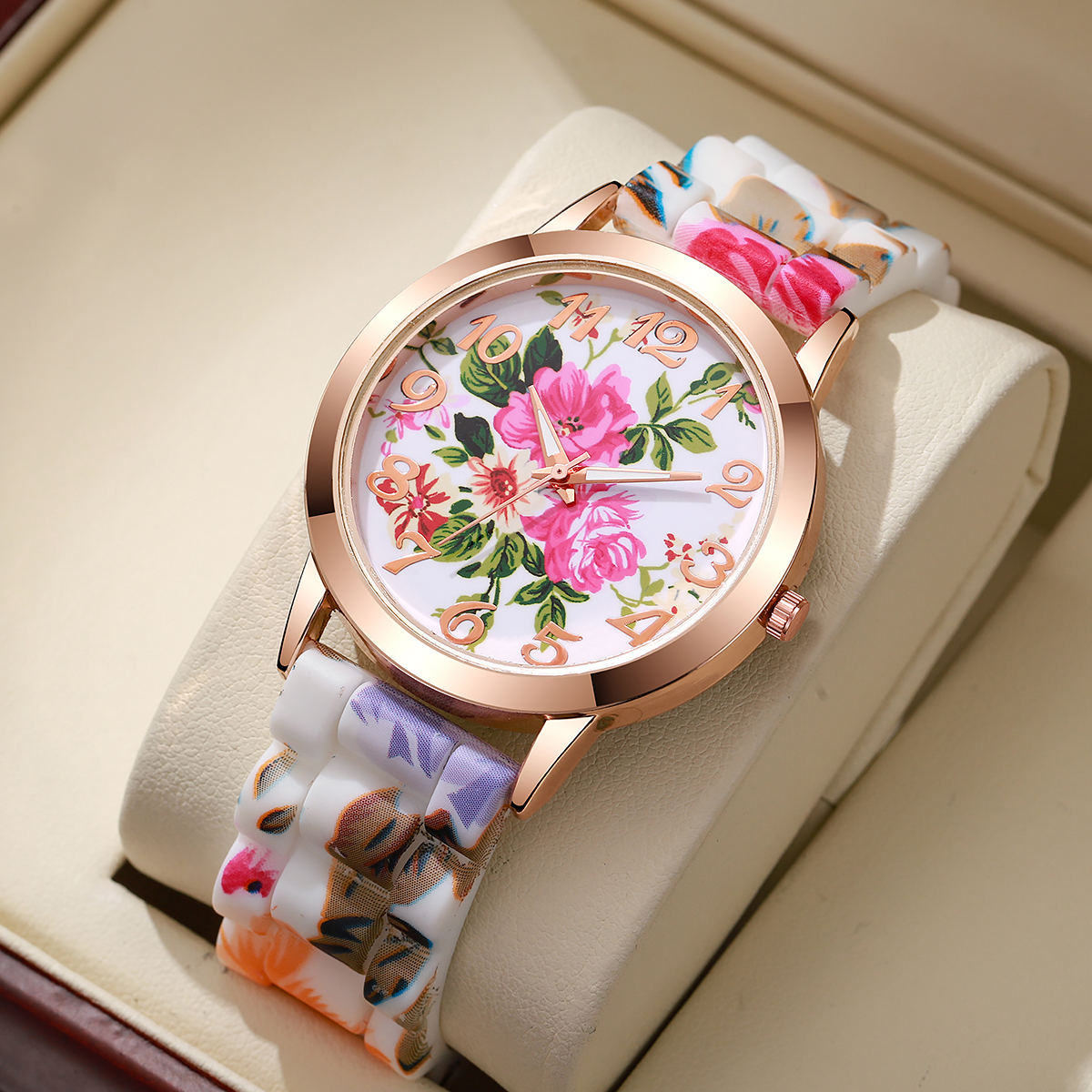 Fashion Flowers Printed Women  - مراجعة Silicone Band Women وسعره
