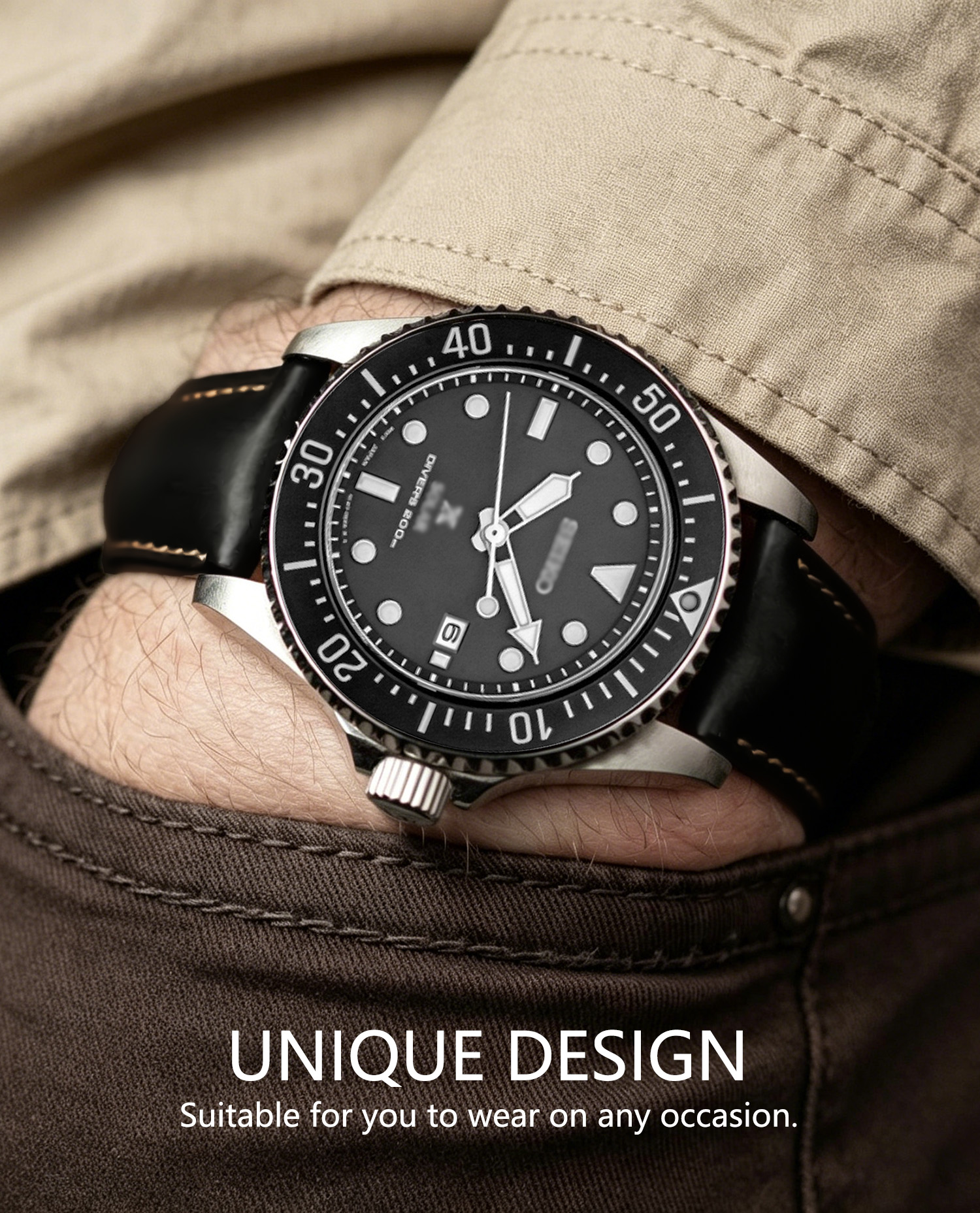 Wax Genuine Leather Men Women  - مراجعة Rubber Strap Diver وسعره