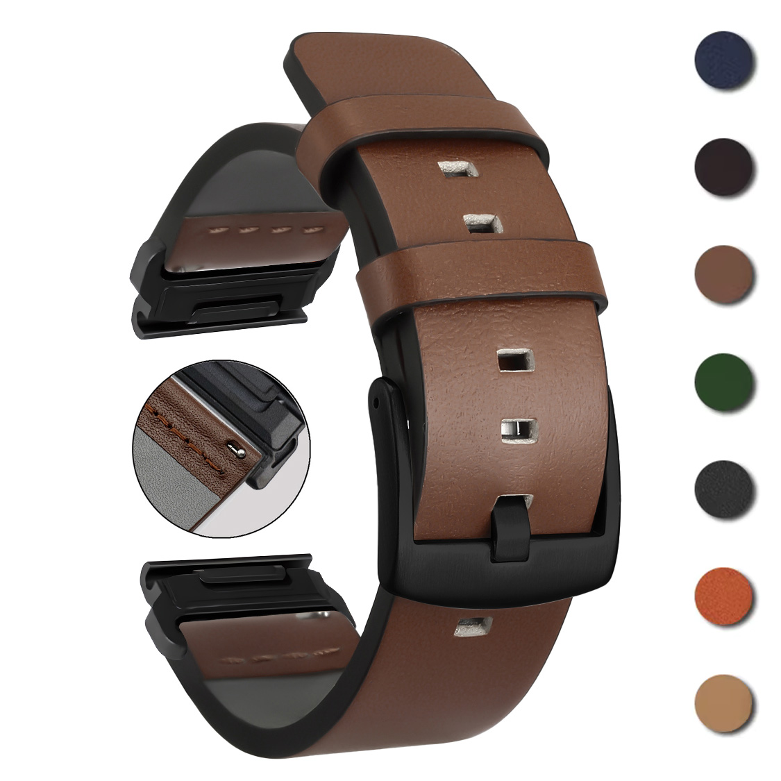 26mm 22mm Quick Fit Strap For  - مراجعة Leather Strap Quick Release وسعره
