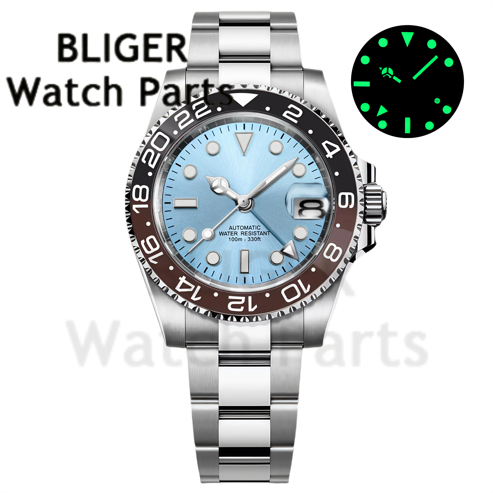 Custom Fashion GMT 40mm Men NH - مراجعة Stainless Bracelet Diver وسعره